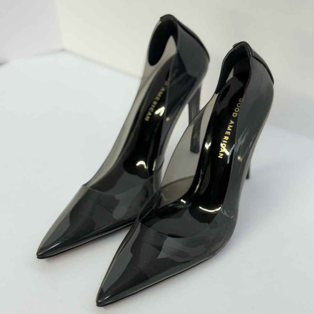Good American Black Heels with Pointed Toe and High Stiletto
